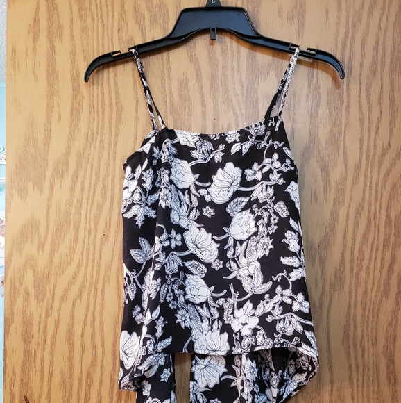 Sexy black and silver floral halter top. Open back, one button close. EUC - Picture 2 of 9